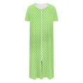 thumbnail image 3 of 2025 Women Short Sleeve Zip Front Nightgowns Full Length Cotton Robes Loose Housecoat Loungewear with Pockets, 3 of 7