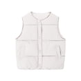 thumbnail image 5 of SELONE Down Vest Kids Button up Sleeveless Jacket Ruched Hem Windproof Crew Neck Vest Top with Pockets Fall Winter Tops, 5 of 5