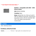 thumbnail image 2 of Radiator - Compatible with 2002 - 2006 Nissan Altima 2003 2004 2005, 2 of 2