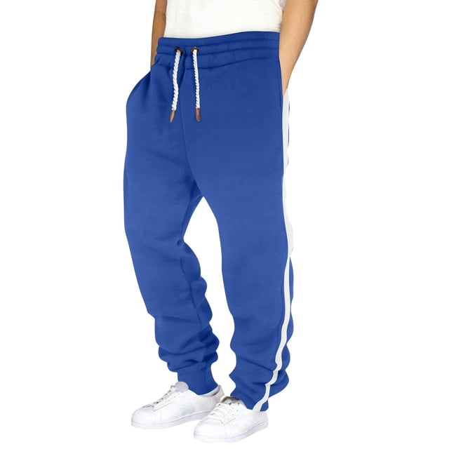 asjyhkr Sweatpants for Men Elastic Waist Drawstring Side Striped Jogger Casual Solid Color Running Gym Workout Pants with Pockets
