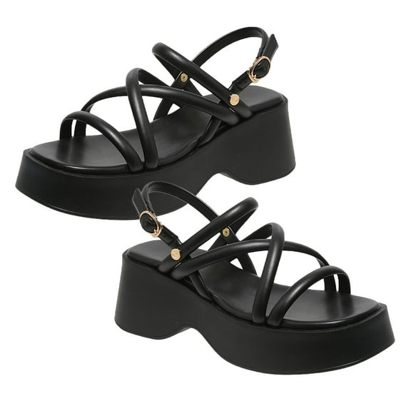 OUNONA 1 Pair Platform Wedge Sandals For Women Summer Wedge Heel Beach Sandals (Size 35)