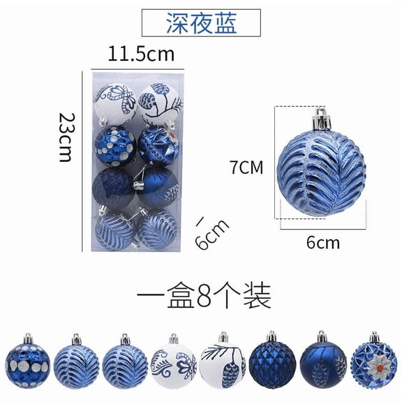 SLYNSHome 8Pcs Christmas Ball Hanging Ornaments for Tree,Glitter Shatterproof Xmas Balls Ornaments Holiday Decor - Blue