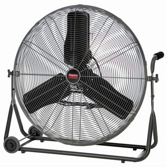 Dayton Mobile Floor Fan, 3 Speeds, Silver, Carrying Handle 61LD87