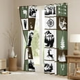thumbnail image 3 of jejeloiu Wild Deer Bear Blackout Curtains Set of 2 (52x84 Each),Patchwork Geometric Grid Window Curtains,Green White Black Curtains and Drapes For Adults,Microfiber Bedroom Decor, 3 of 6