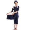 thumbnail image 6 of Glisme Girls Swimsuits Full Coverage Swimwear For Long Sleeve Swim With Skirt Swim Dress For Beach Pool Surfing Size 10-11 Years Navy, 6 of 8