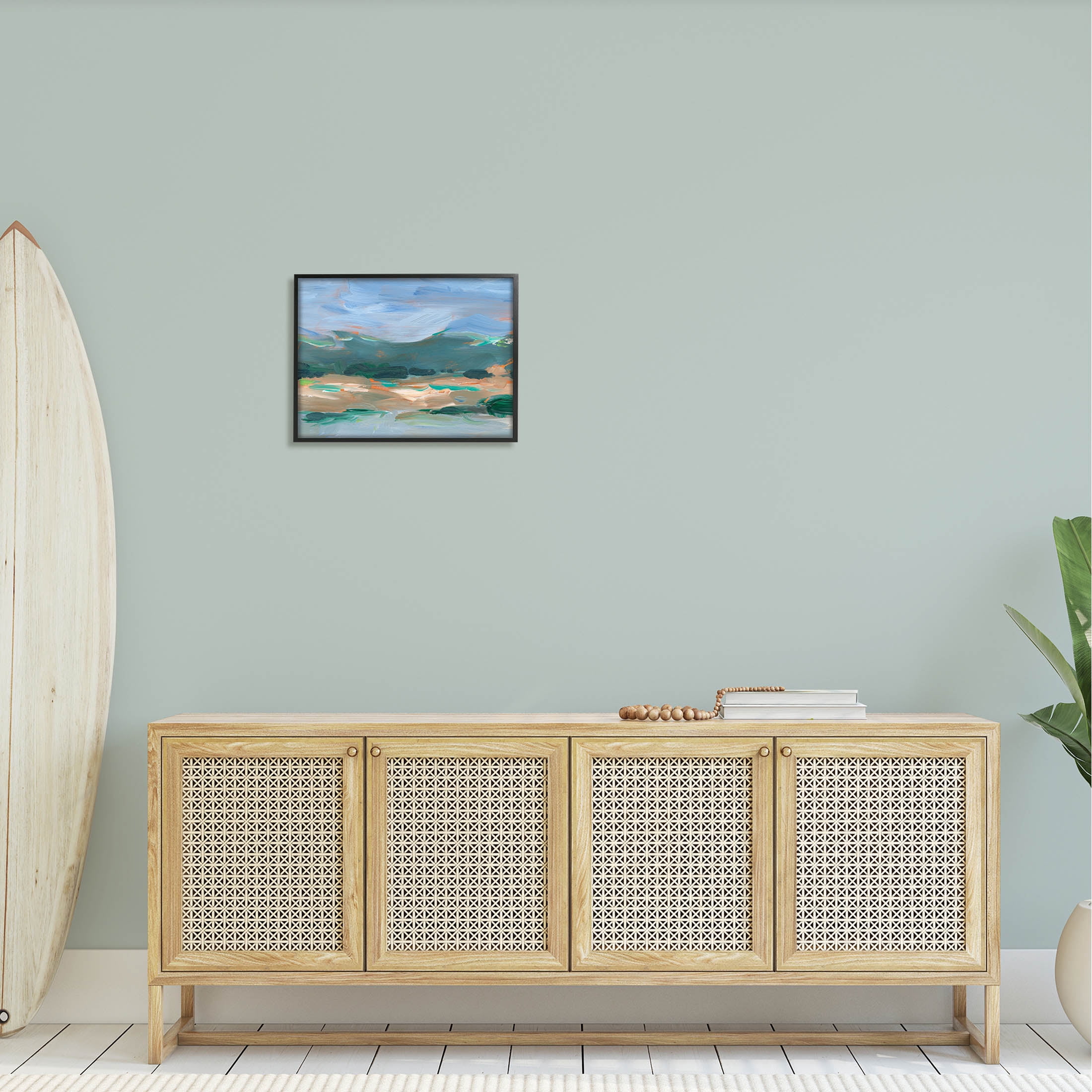 Abstract Landscape Blue Sky Scenery Landscape Painting Black Framed Art Print Wall Art