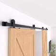 thumbnail image 7 of WINSOON 5FT WinSoon Antique Top Mount Double Sliding Barn Wood Door Hardware Cabinet Kit Black, 7 of 7
