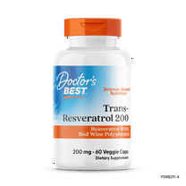 Doctor's Best Trans-Resveratrol with ResVinol, Non-GMO, Vegan, Gluten Free, Soy Free, 200 mg, 60 Veggie Caps