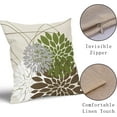 thumbnail image 2 of Brown Green Pillow Covers 18x18 Dahlia Flower White Gray Elegant Colored Throw Pillows Farmhouse Outdoor Decor for Home Living Room Sofa Bed Modern Floral Linen Square Cushion Case, Set of 2, 2 of 6