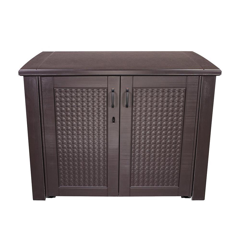 Rubbermaid Patio Chic Outdoor Resin Storage Cabinet, 123 Gallons, Dark Teak Sansujyuku sansujyuku.com