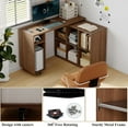 thumbnail image 3 of BLANKSPACE L-Shaped Computer Desk with 360° Swivel Desktop & 6 Open Shelves, Corner Desk - Rotating Home Office Desk Yili Walnut, 3 of 12