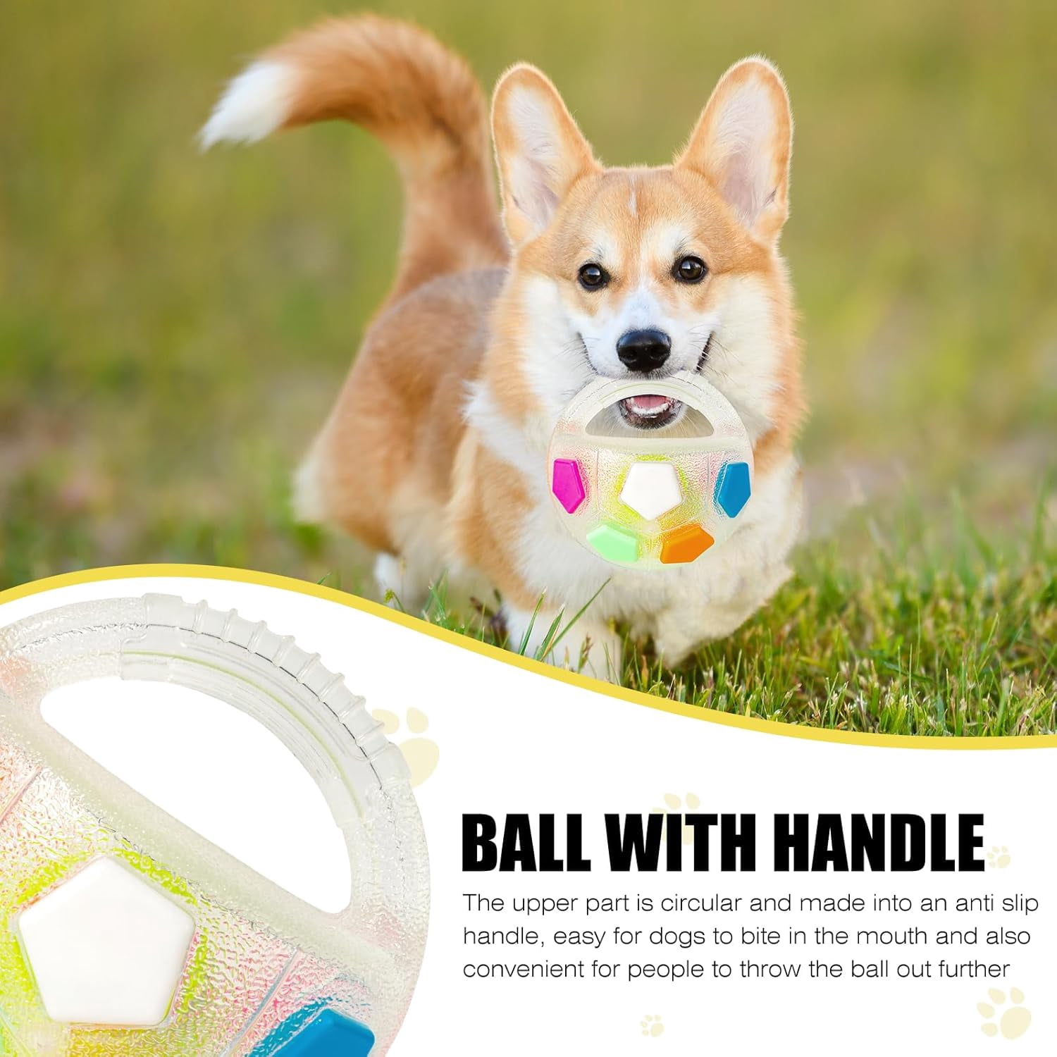 Dog Toy Soccer Ball with Handles, 5.11In Interactive Squeaky Floating Ball for Toss and Fetch Play, Suitable for Water Play Training and Outdoor Games