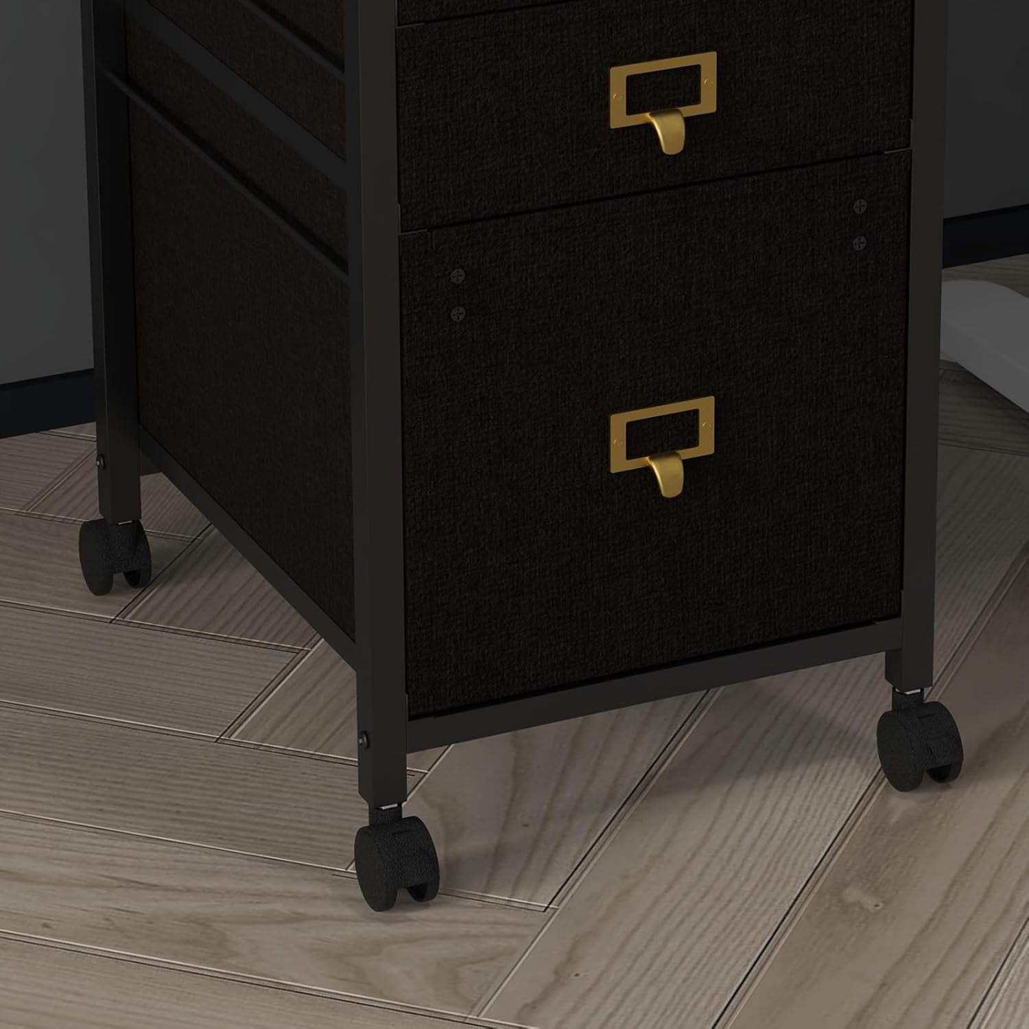 Mobile 4-Drawer File Cabinet on Wheels, Rolling Under Desk Storage Solution with Open Shelf and Printer Stand for Home Office, Fits A4 and Letter Size (11.8" D x 14.9" W x 26.2" H)