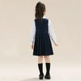 thumbnail image 5 of Girls Navy Blue School Uniform Set, 2-Piece Jumper & Long Sleeve Shirt, Pleated Dress Outfit for Girls, Stretch Comfort Fit, Sizes 3-4 to 14-15 Years,Size 7-8 T, 5 of 7