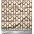 thumbnail image 1 of Soimoi Brown Japan Crepe Satin Fabric Filigree Damask Printed Craft Fabric by the Yard 42 Inch Wide, 1 of 1