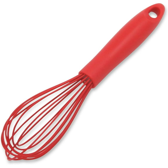Silicone Whisk, Multifunctional Manual Egg Beater Mixer Bake Tool, Suspendable Heat Resistant and Easy to Clean Silicone Whisk for Blending Whisking Beating Frothing Stirring Cooking Kitchen(Red)