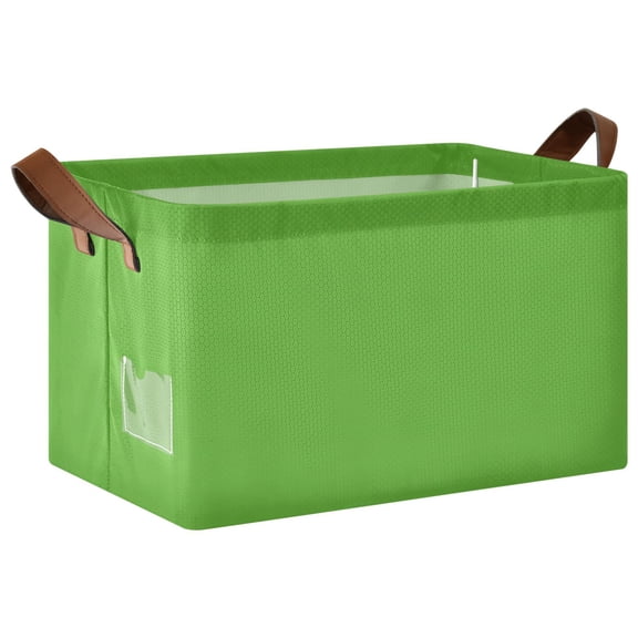 Ryvnso Grass Green Background Storage Bins Large Basket Foldable Cube Toys Organizer with Handles 1 PC