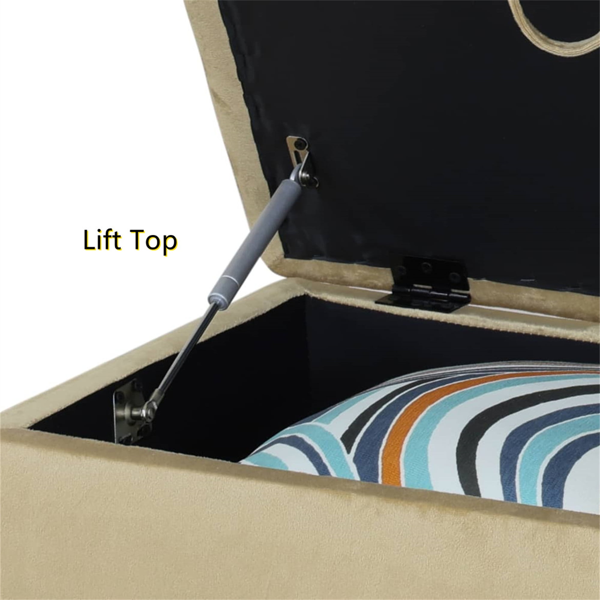 Aukfa 29" Storage Ottoman Bench with Lift Top for Home Office, Flannel, Beige
