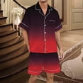 thumbnail image 2 of Men'S Gradient Multicolored Printed Silk Satin Short Sleeved Button Up Pajamas Set Men'S Pajama & Sets & Loungewear Red L, 2 of 4