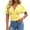 Yellow01, variant on Womens Workout Tops Striped Crop Blouse, Deep V Neck Surplice Wrap Short Dolman Sleeve Top, Smocked Elastic Waist Slim Fitted Pullover Shirt Workout Tops for Women