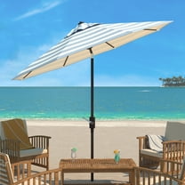 SAFAVIEH Iris 9' Market Auto Tilt Patio Umbrella, Baby Blue/White