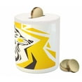 thumbnail image 3 of Year of the Dog Piggy Bank, Oriental Geometric Design with Abstract Canine Motif New Year, Ceramic Coin Bank Money Box for Cash Saving, 3.6" X 3.2", Charcoal Grey Yellow, by Ambesonne, 3 of 4