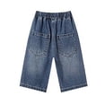 thumbnail image 7 of CAIXIA Boys Baggy Jeans Shorts Wide Leg Hop Loose Denim Shorts Knee Length Elastic Wasit Baggy Jort Classic Trendy School Bermuda Shorts Multipockets Vintage Streetwear, 7 of 7