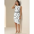 thumbnail image 2 of DARING DIVA Sleeveless Belted Floral Print Boat Neck Dress XS White, 2 of 6