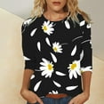 thumbnail image 4 of T-Shirt à Manches Courtes pour Femmes Liquidation T-Shirt en Chiffon pour Femmes Blouses pour Femmes Chic Décontracté Chic Col Rond Manches 3/4 Hauts Été Chemises à Imprimé Floral Coupe Décontractée Tee, 4 of 5