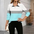 thumbnail image 4 of FRSASU Womens Tops 3/4 Sleeve V Neck Shirts Color Block Casual Business Basic Tees Summer Tops Light Blue L(L), 4 of 5