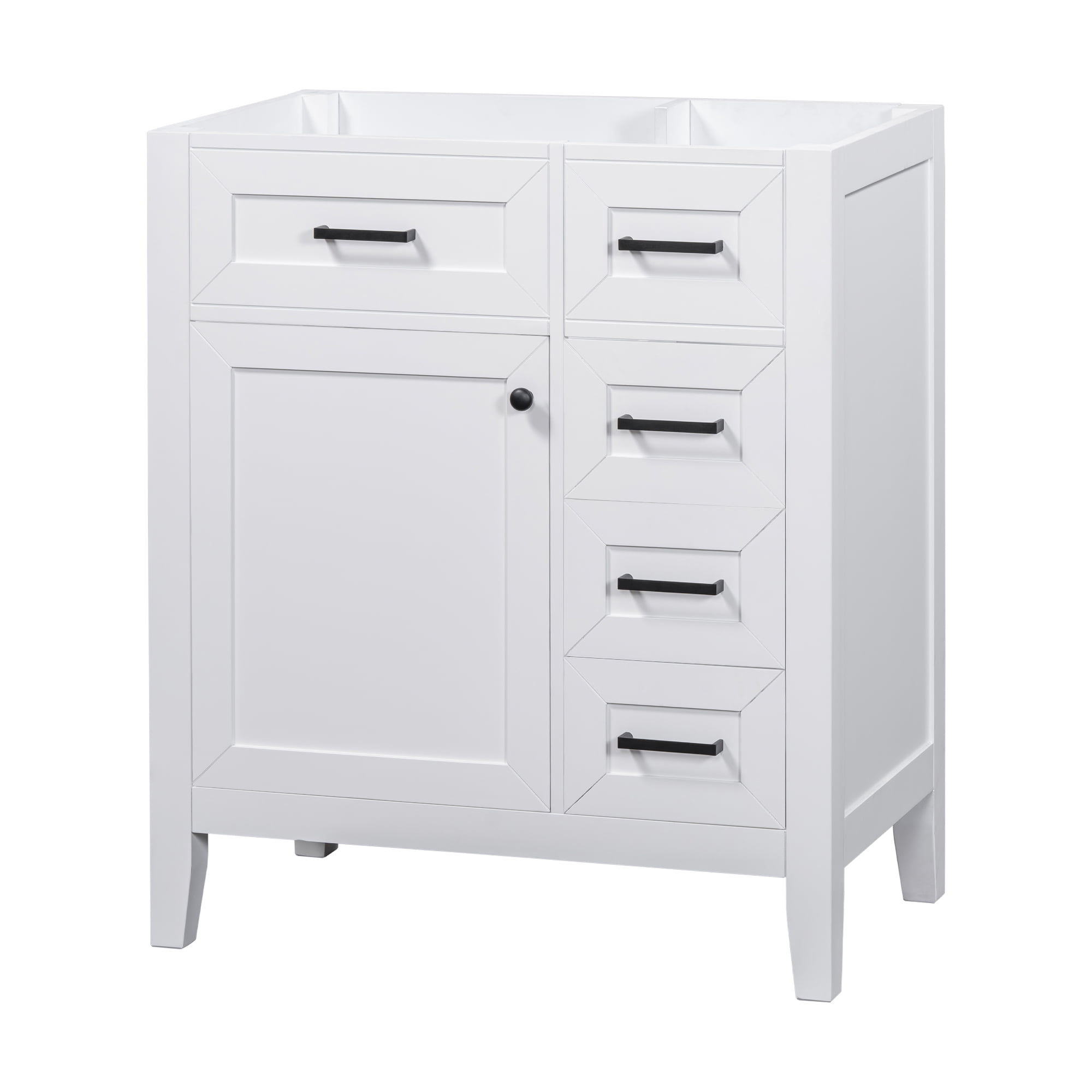 Euroco 30" Bathroom Vanity without Sink, Cabinet Base Only, Bathroom Cabinet with Drawers, Solid Frame and MDF Board, White