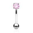 thumbnail image 2 of Eyebrow Ring Curved Barbell 14K Solid Gold with Prong Round Cubic Zirconia, 2 of 10