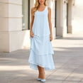 thumbnail image 5 of Dvprdro Womens Casual Beach Maxi Dress Chiffon Crew Neck Sleeveless Scallop Hem A Line Dress Solid Flowy, 5 of 8