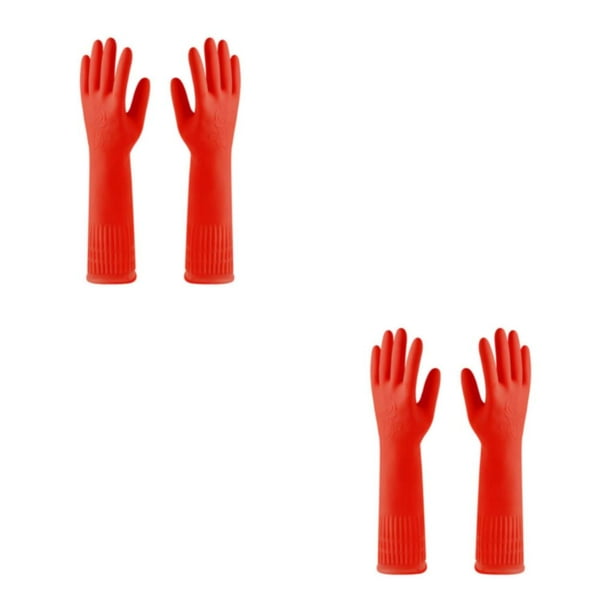Yuarrent 2X guantes de goma utensilio de cocina herramienta de jardinería gran sellado accesorios multiusos para el hogar guante de de Rojo METRO 2piezas