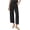 BLACK, variant on Women's Linen Crop Pants Wide Leg Straight Pleated Front Ankle Trouser
