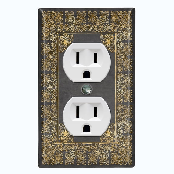 Metal Light Switch Plate Outlet Cover (French Victorian Frame - Single Duplex)