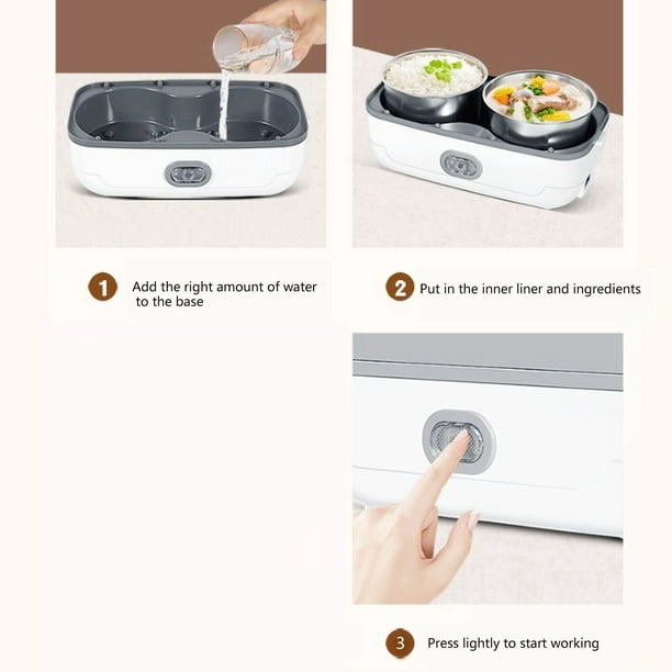 Boîte à lunch électrique portable en acier inoxydable, chauffe-plats, bento  chauffant sans eau, boîtes thermiques