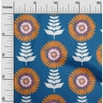 thumbnail image 2 of oneOone Silk Tabby Blue Fabric Asian Block Floral Craft Projects Decor Fabric Printed By The Yard 42 Inch Wide, 2 of 4
