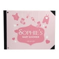 thumbnail image 1 of Darling Souvenir Pink Hanging Baby Objects & Heart Baby ShowerGuestbookHardbound Cover Personalized Printed MemoryGuestRegistry-9 x 12 Inches, 1 of 5