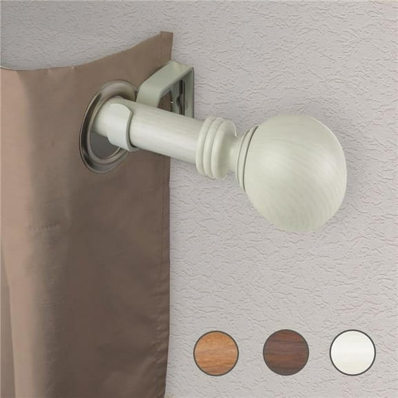 Central Design W100-01-28W1 1 in. Chloe Faux Wood Curtain Rod with 28 to 48 in. Extension, Pearl White
