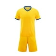 thumbnail image 2 of Conjuntos de blusas y camisas de manga corta con cuello en V. Conjunto de traje de fútbol de color sólido para niños para juegos deportivos universitarios, partidos de rendimiento, uniformes de entren, 2 of 5