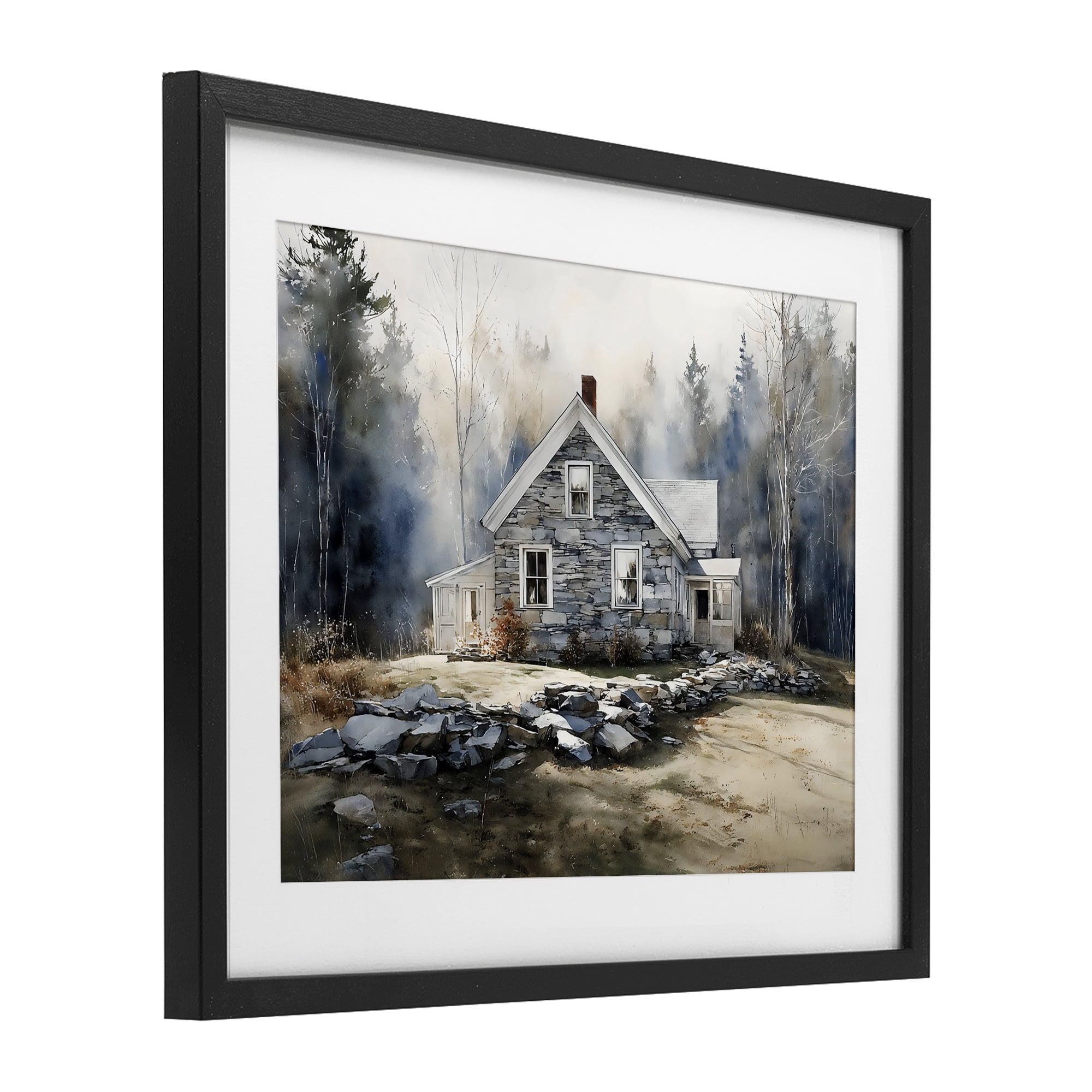 Stupell Industries Rustic Cottage Among the Trees Black Framed Print Under Glass, design by Franklyn Gregory