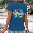 thumbnail image 5 of WEIWEN Dressy Women Tops Crewneck Autism Awareness Teacher Blouses for Women Short Sleeve Shirts Casual Summer Tops (Navy, M), 5 of 5