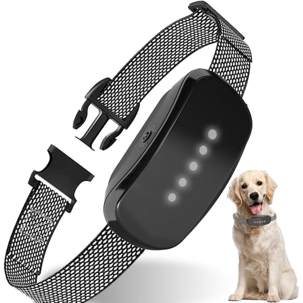 Collar antiladridos para perros, collar inteligente JDMEOPD, collar de adiestramiento antiladridos recargable por USB, collar de descarga con dispositivo de entrenamiento ajustable, — Negro