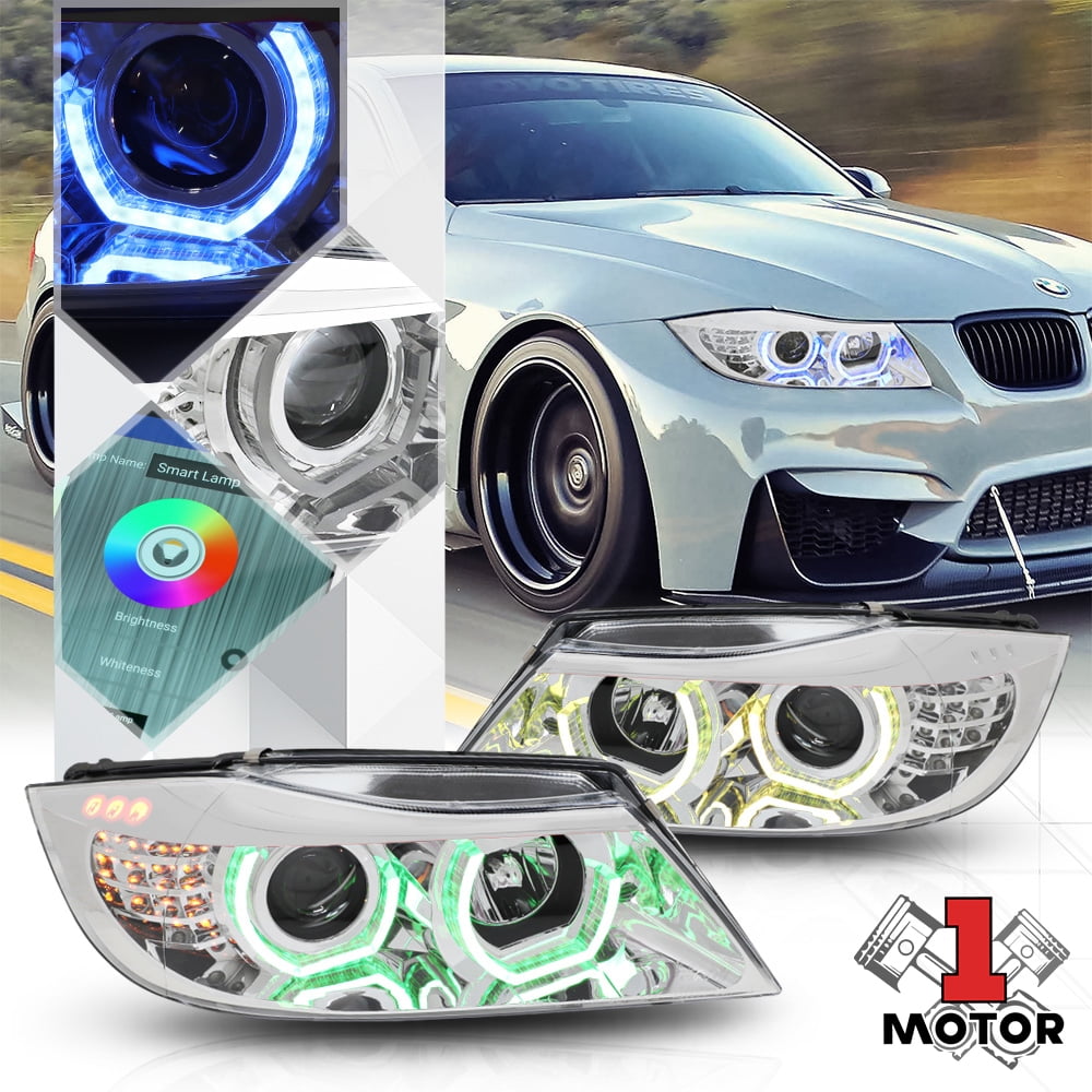 Chrome Dual RGB 3D Halo Projector Headlight LED Signal for 0912 E90 3