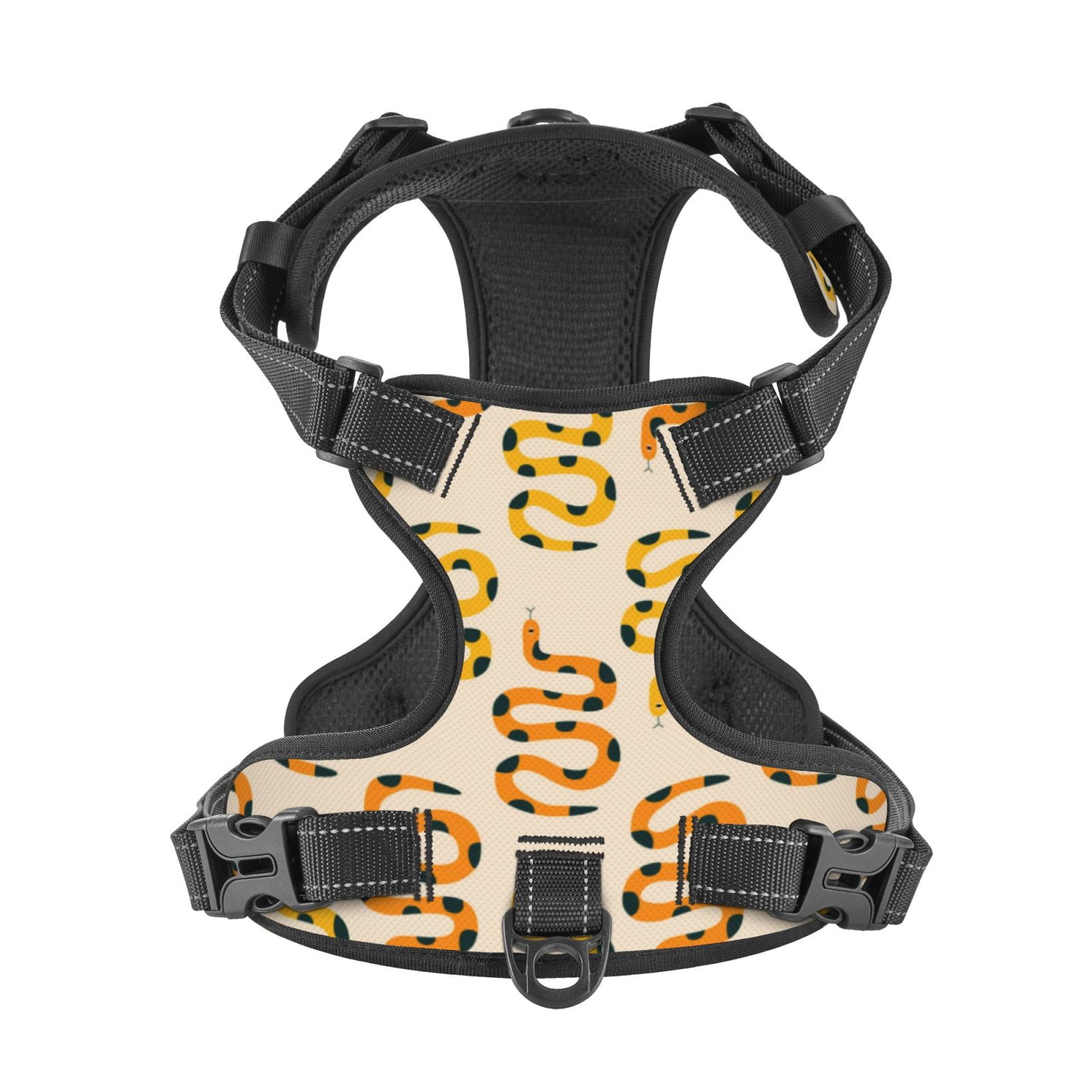 Kdxio Hand Drawn Snake Print No Pull Dog Harness Adjustable Reflective Oxford Easy Control Medium Large Dog Harness for Training and Everyday-X-Large