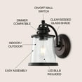 thumbnail image 4 of JONATHAN Y Marais 6.75" Iron/Seeded Glass Vintage Rustic LED Outdoor Sconce, Oil Rubbed Bronze, 4 of 10