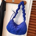 thumbnail image 4 of Bolso de mano acolchado con cordón para mujer, bolso Hobo para desplazamientos (azul), 4 of 8