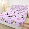 thumbnail image 5 of Manfei Cartoon Kitten Dessert Queen Sheets, Dessert Teapot Queen Sheet Sets, Lavender Pink, 4-Piece, 1 Flat Sheet, 1 Fitted Sheet and 2 Pillowcases, 5 of 6
