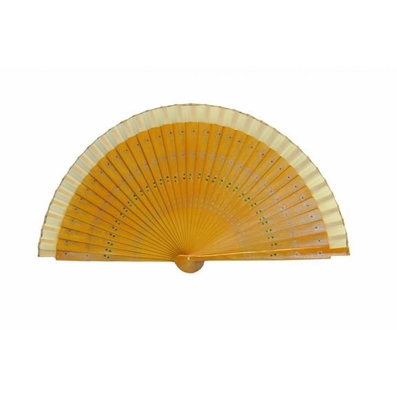 Wooden Hand Fan with Cloth on the Edge-yellow